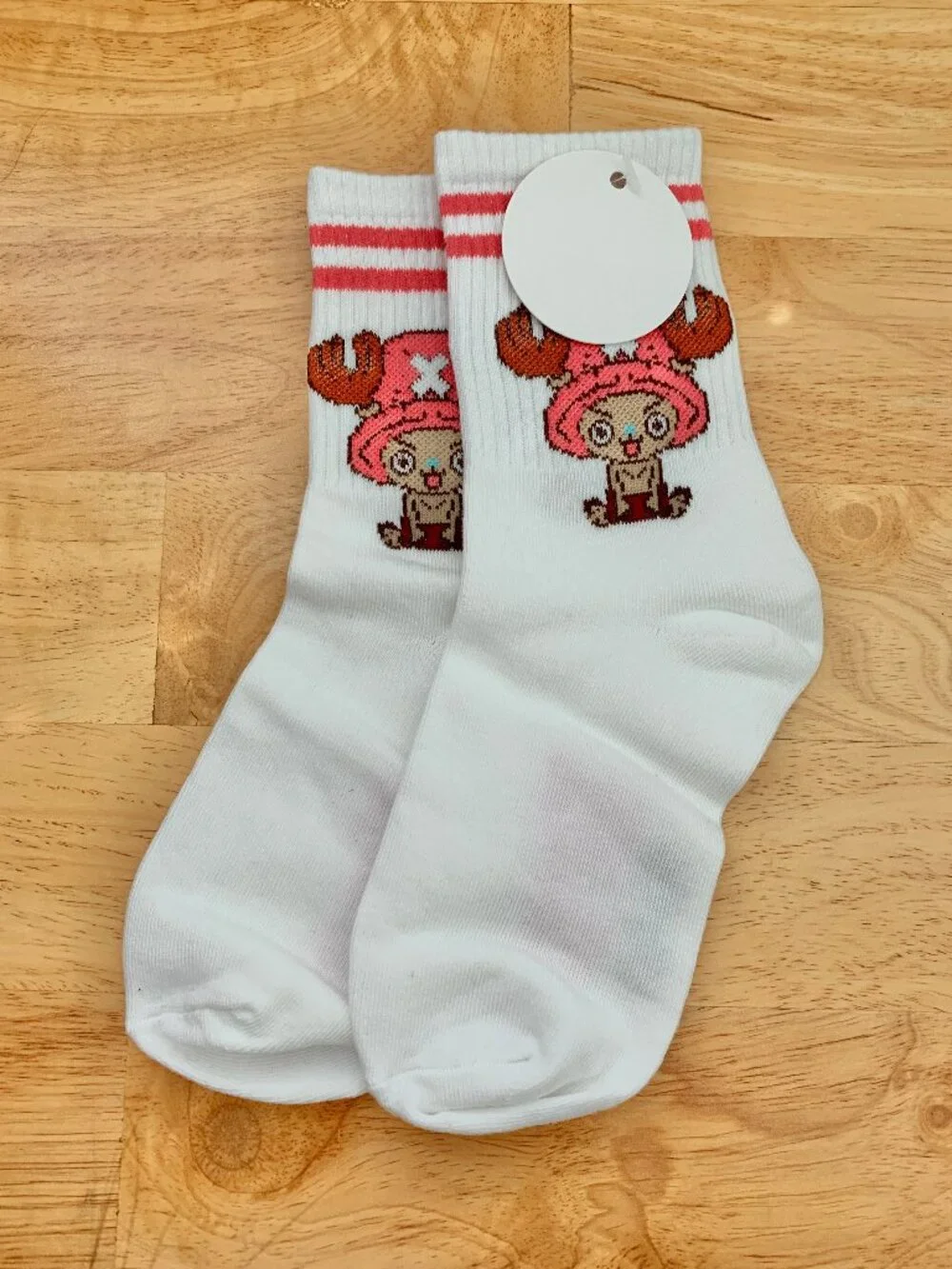 One Piece Tony Chopper Pink White Anime Crew Socks One Size NOT OFFICIAL